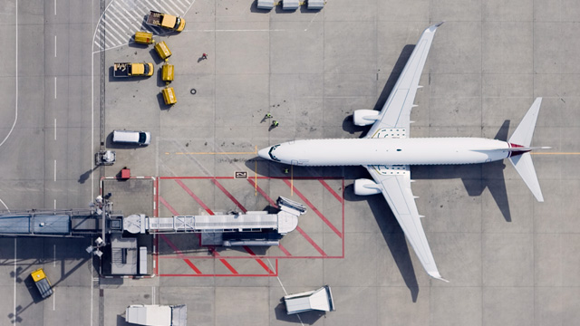 White airplane at airport