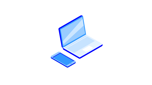 Computer with mobile phone icon - 640x360